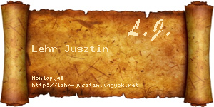 Lehr Jusztin névjegykártya